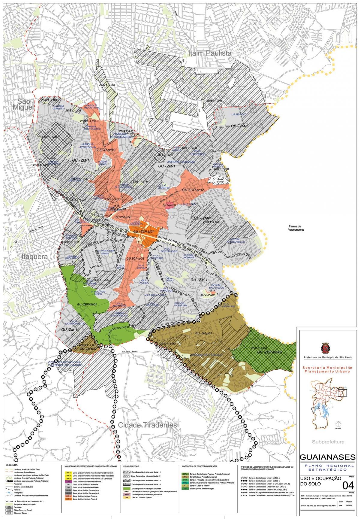 แผนที่ของ Guaianases São Paulo-มีอาชีพของที่ดิน