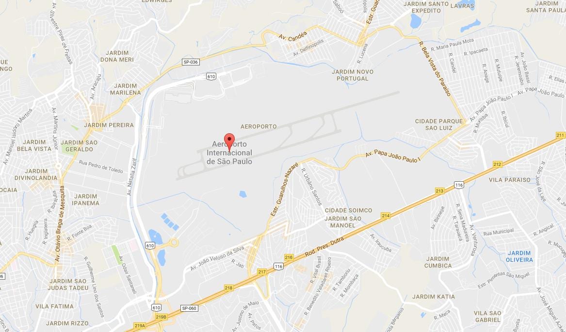 แผนที่ของ Guarulhos สนามบิน