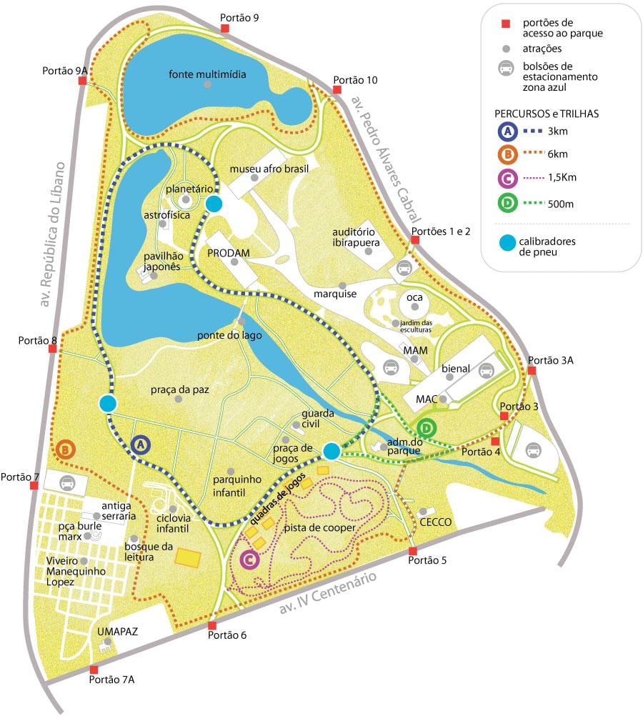 แผนที่ของ Ibirapuera วนสาธารณะ