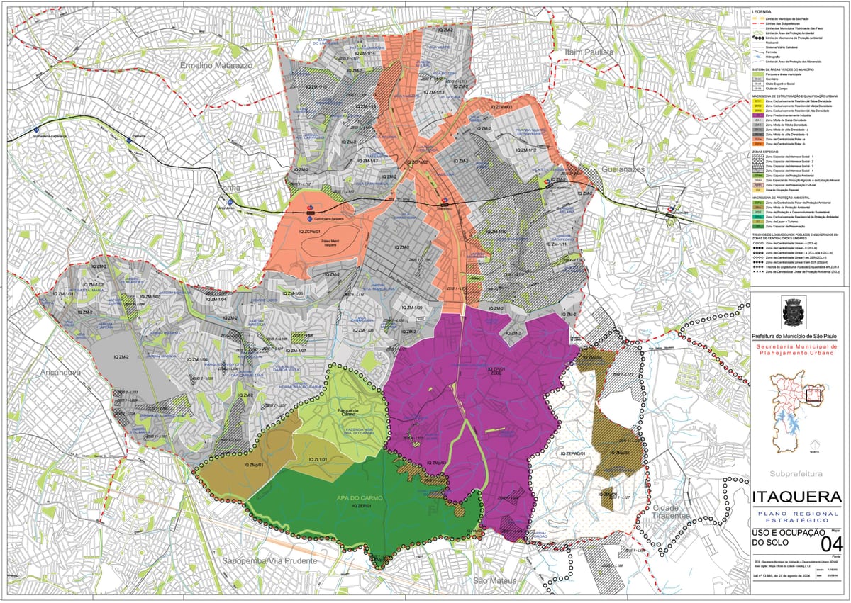 แผนที่ของ Itaquera São Paulo-มีอาชีพของที่ดิน