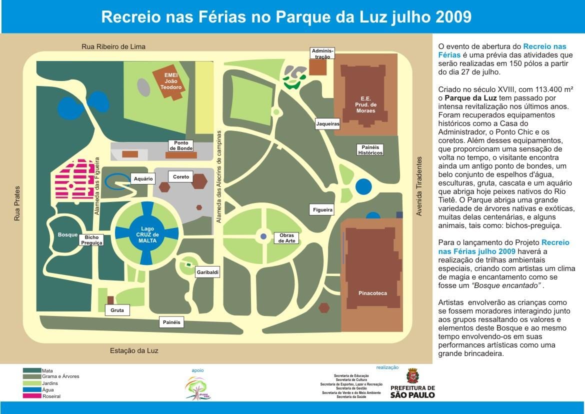 แผนที่ของ Luz วนสาธารณะ São Paulo