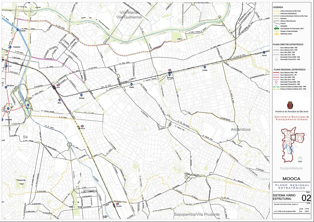 แผนที่ของ Mooca São Paulo-ถนน