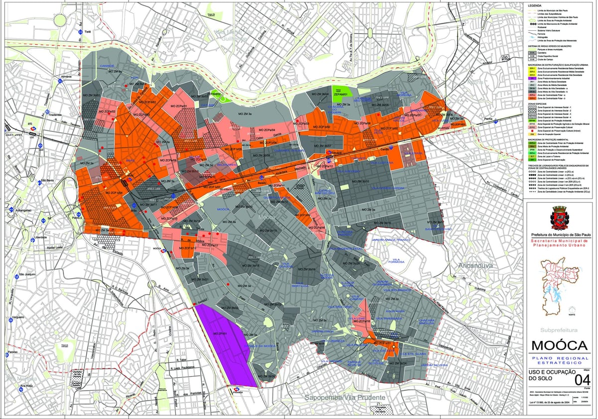 แผนที่ของ Mooca São Paulo-มีอาชีพของที่ดิน