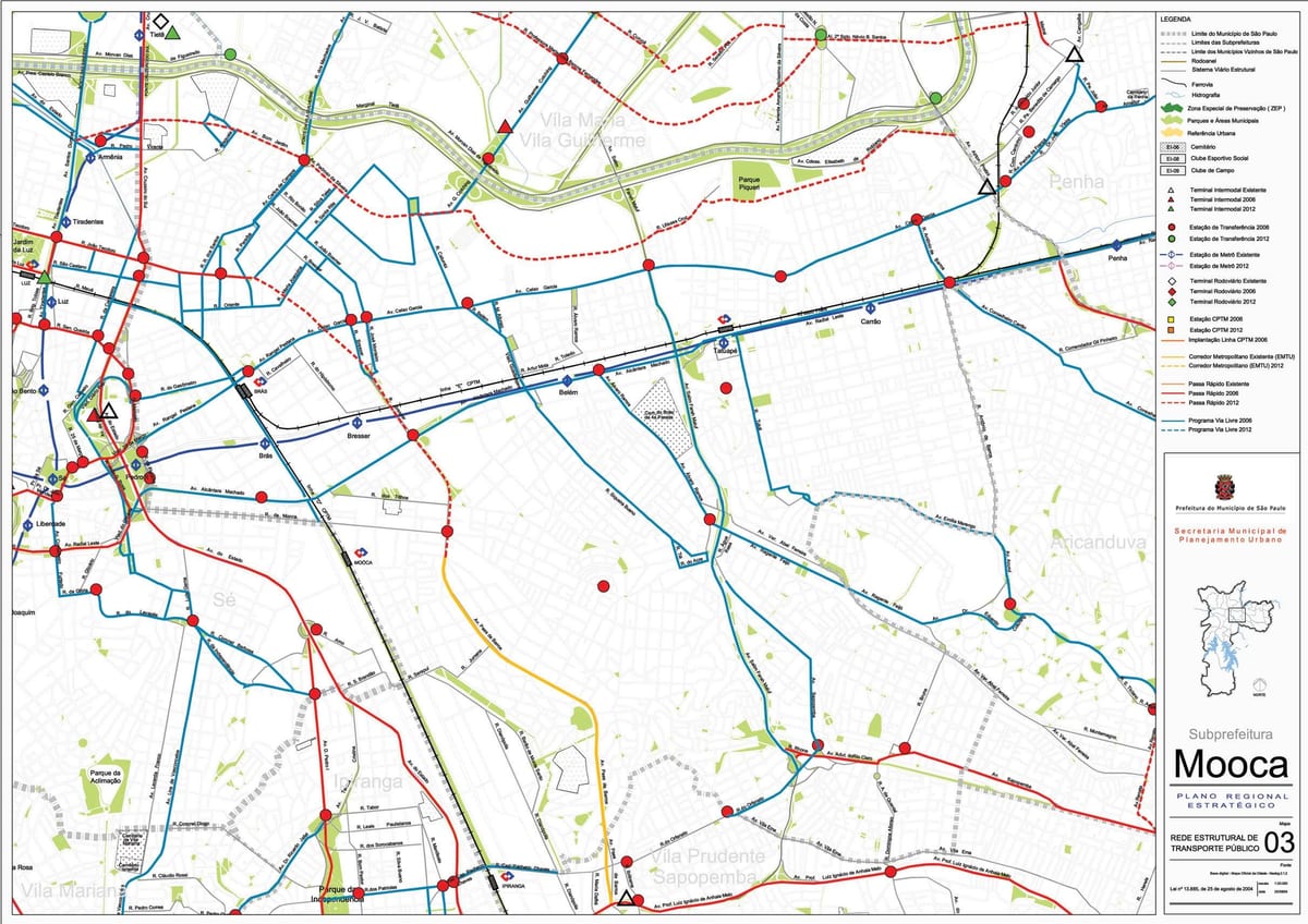 แผนที่ของ Mooca São Paulo-สาธารณะ transports