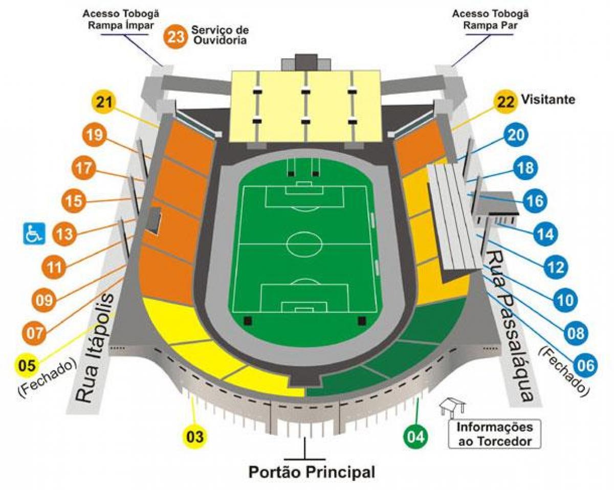 แผนที่ของ Pacaembu São Paulo สนามกีฬา