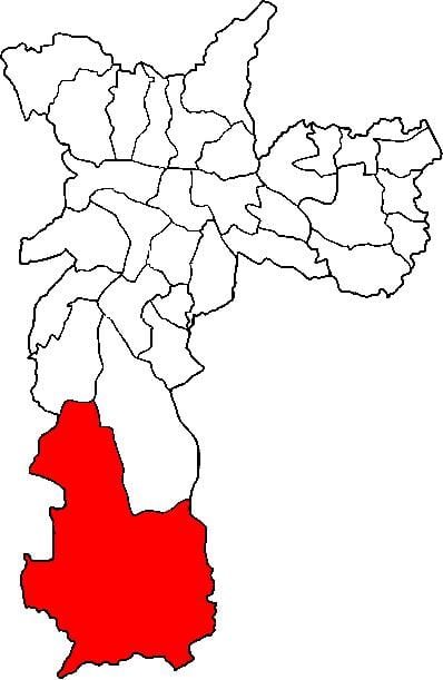 แผนที่ของ Parelheiros รายการย่อยขอ prefecture São Paulo