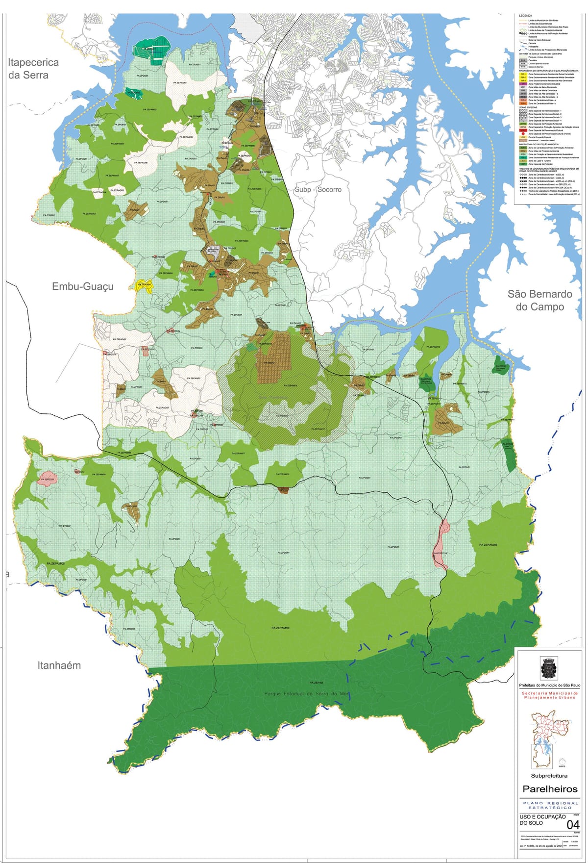 แผนที่ของ Parelheiros São Paulo-มีอาชีพของที่ดิน