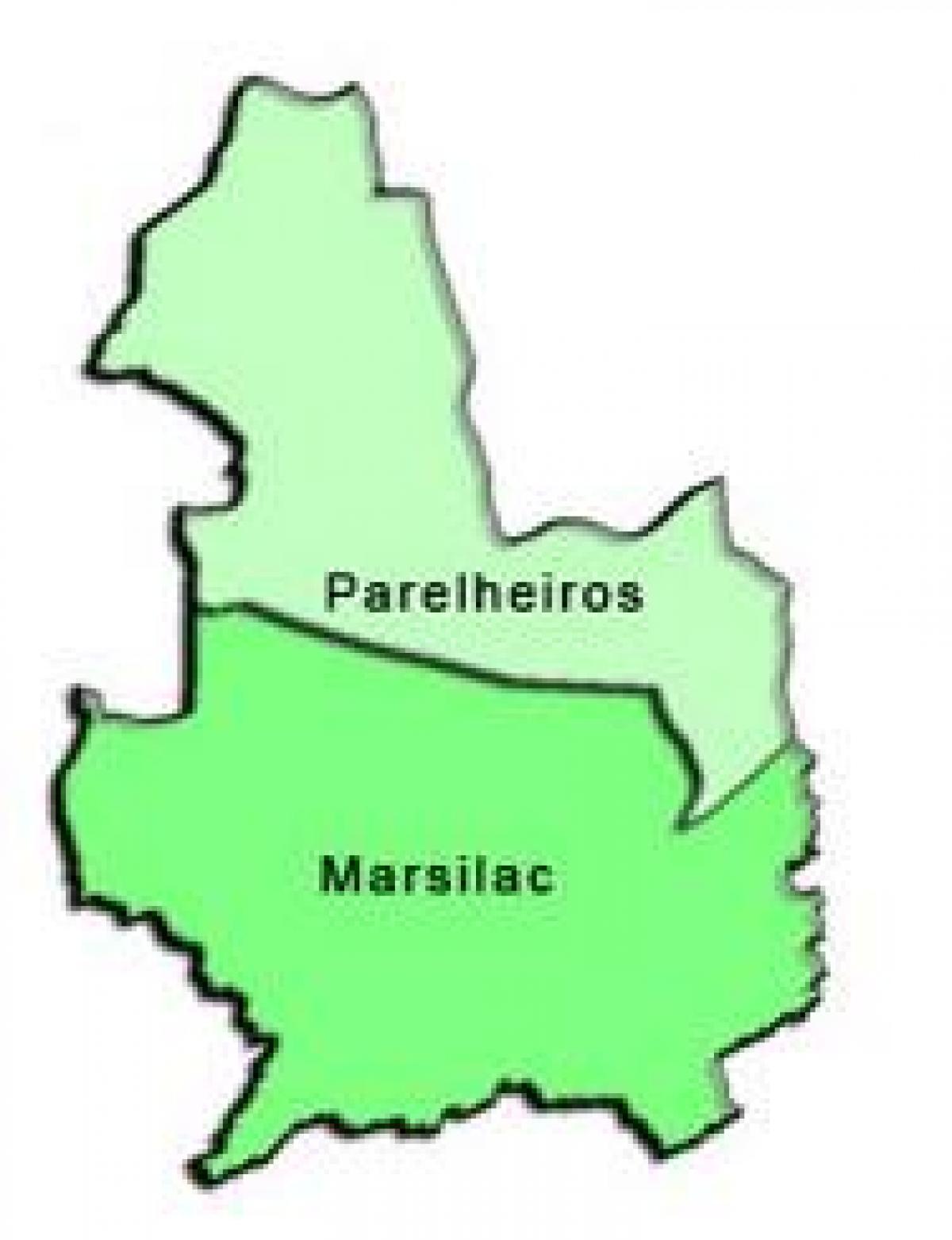 แผนที่ของ Parelheiros รายการย่อยขอ prefecture