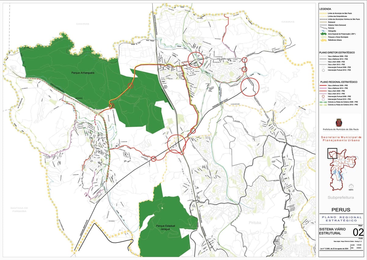 แผนที่ของ Perus São Paulo-ถนน