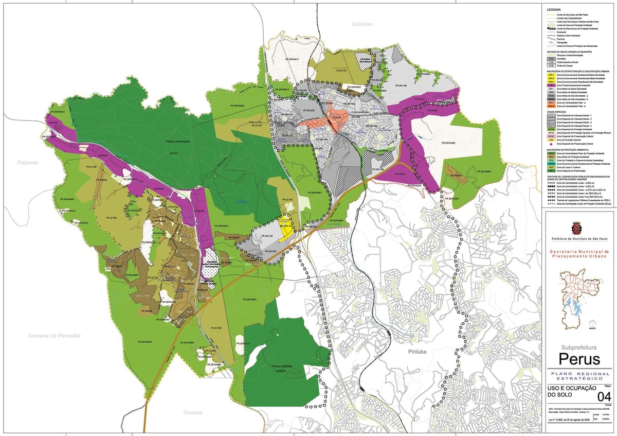 แผนที่ของ Perus São Paulo-มีอาชีพของที่ดิน