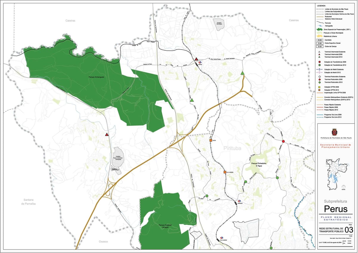 แผนที่ของ Perus São Paulo-สาธารณะ transports