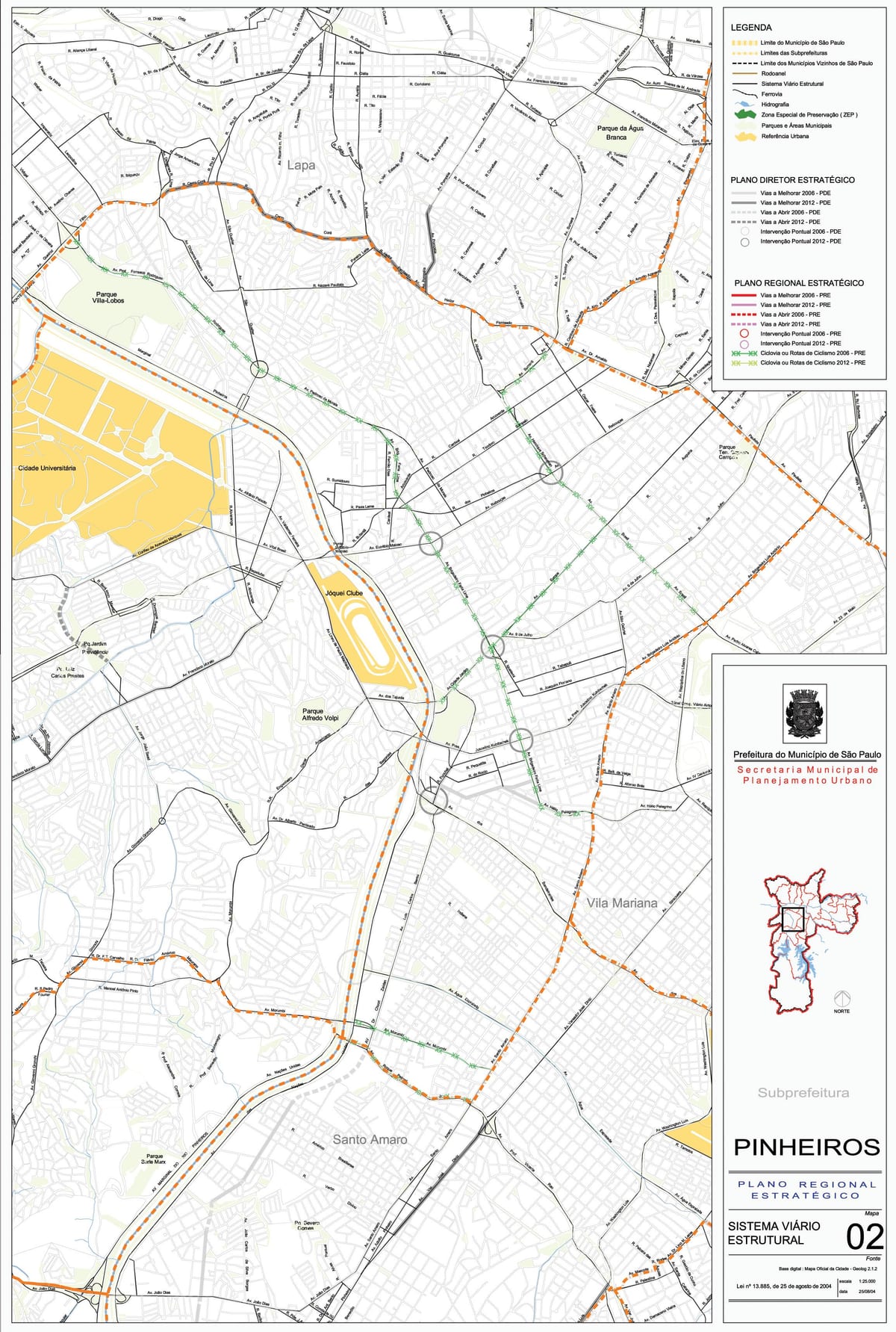 แผนที่ของ Pinheiros São Paulo-ถนน
