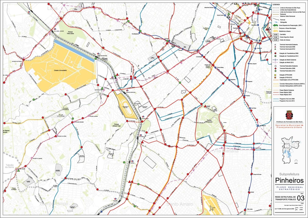 แผนที่ของ Pinheiros São Paulo-สาธารณะ transports