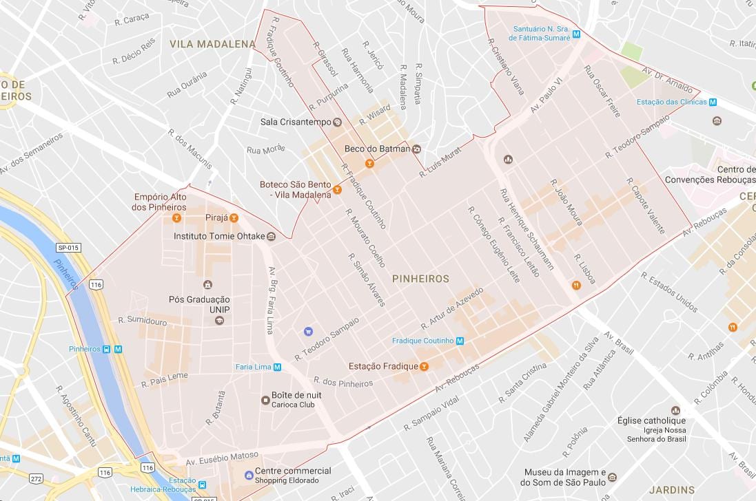 แผนที่ของ Pinheiros São Paulo