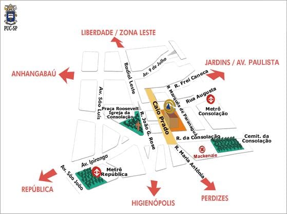 แผนที่ของ Pontifical คาทอลิกเป็นมหาวิทยาลัยของ São Paulo