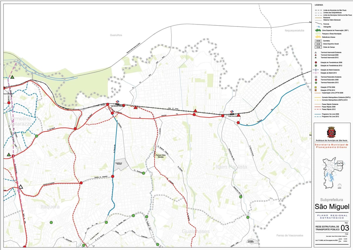 แผนที่ของ São มิเกล Paulista São Paulo-สาธารณะ transports