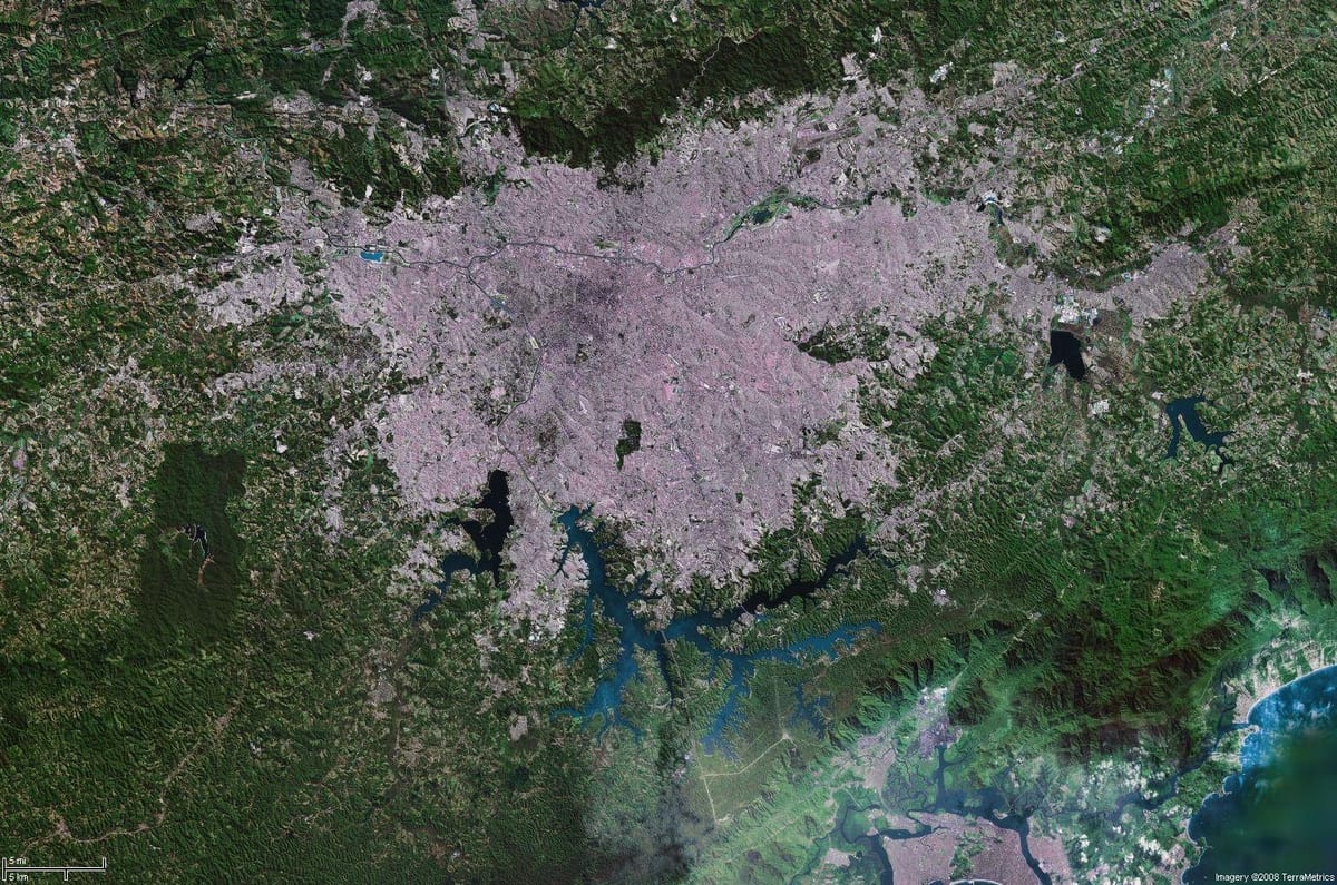 แผนที่ของ São Paulo ดาวเทียม