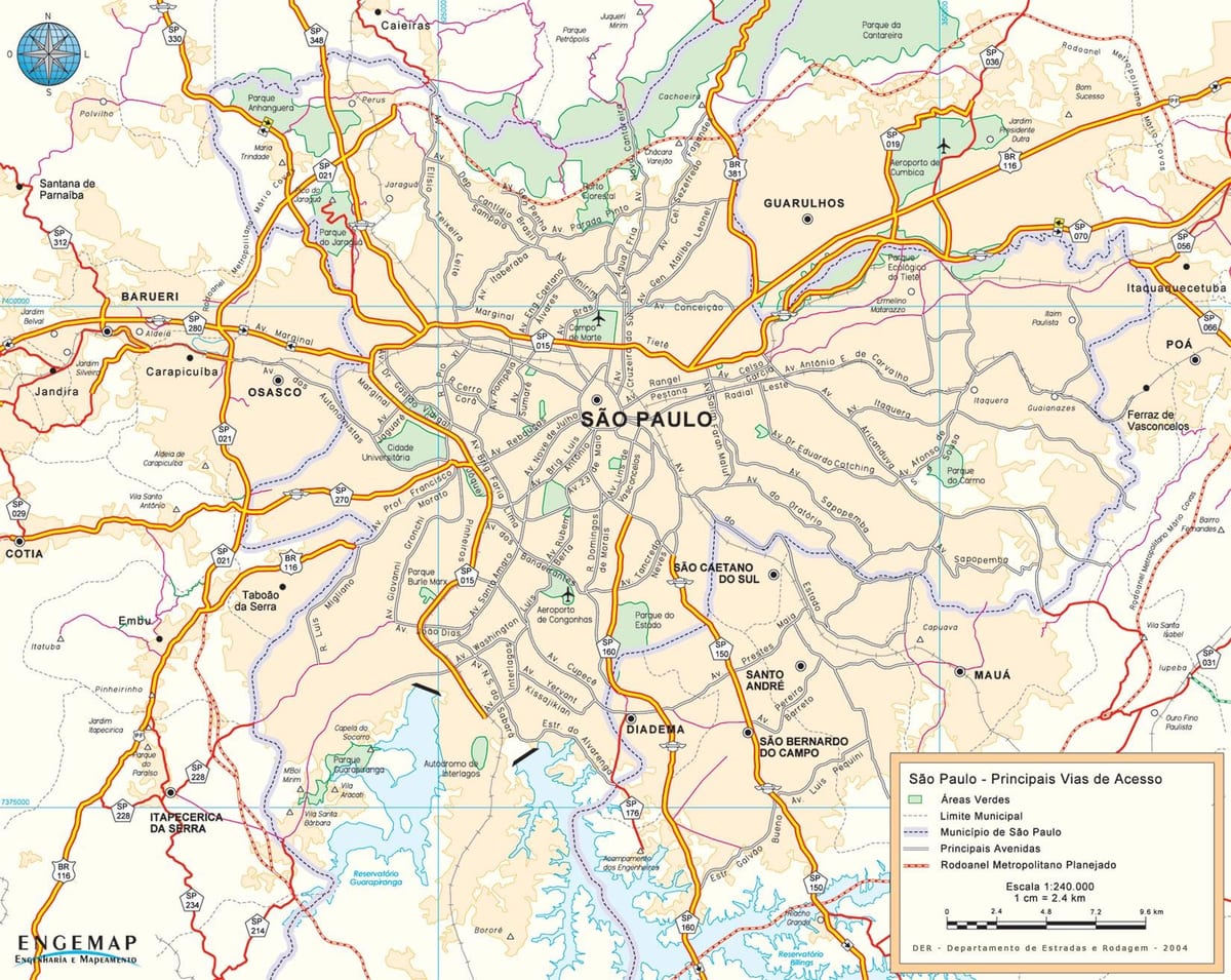 แผนที่ของ São Paulo กสนามบิน