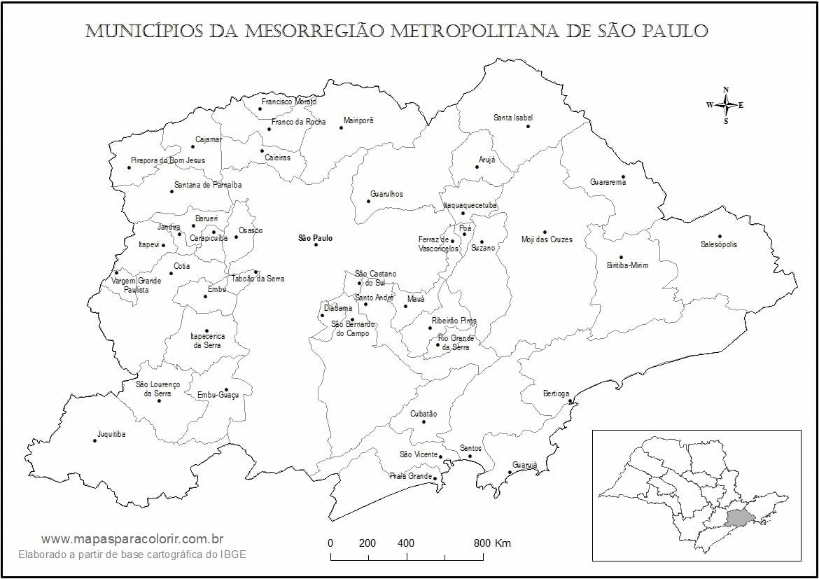 แผนที่ของ São Paulo สาวบริสุทธิ์