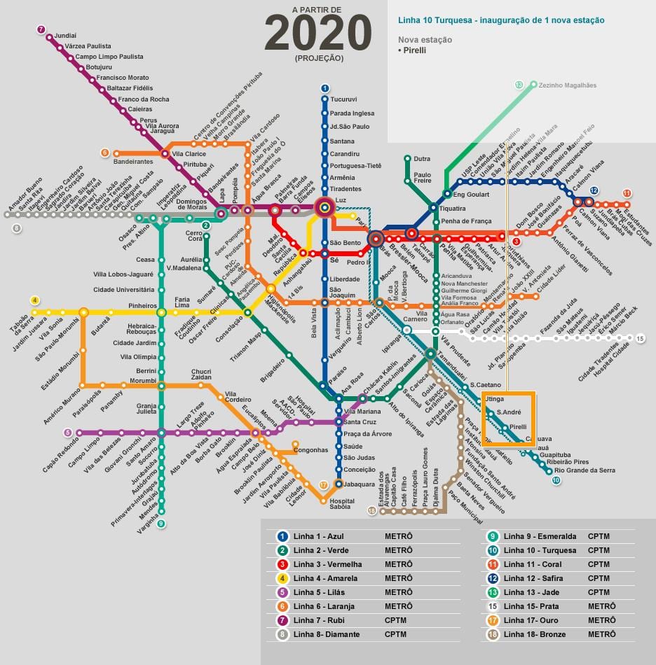 แผนที่ของ São Paulo เครือข่ายตำรวจนครบา