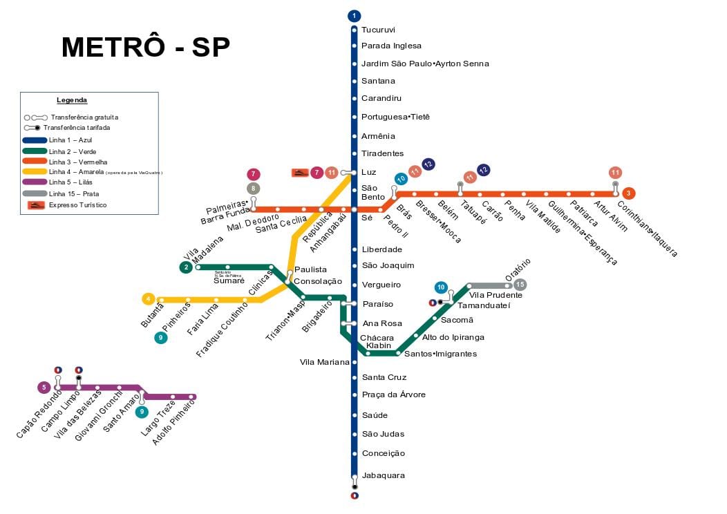 แผนที่ของ São Paulo เมโทร