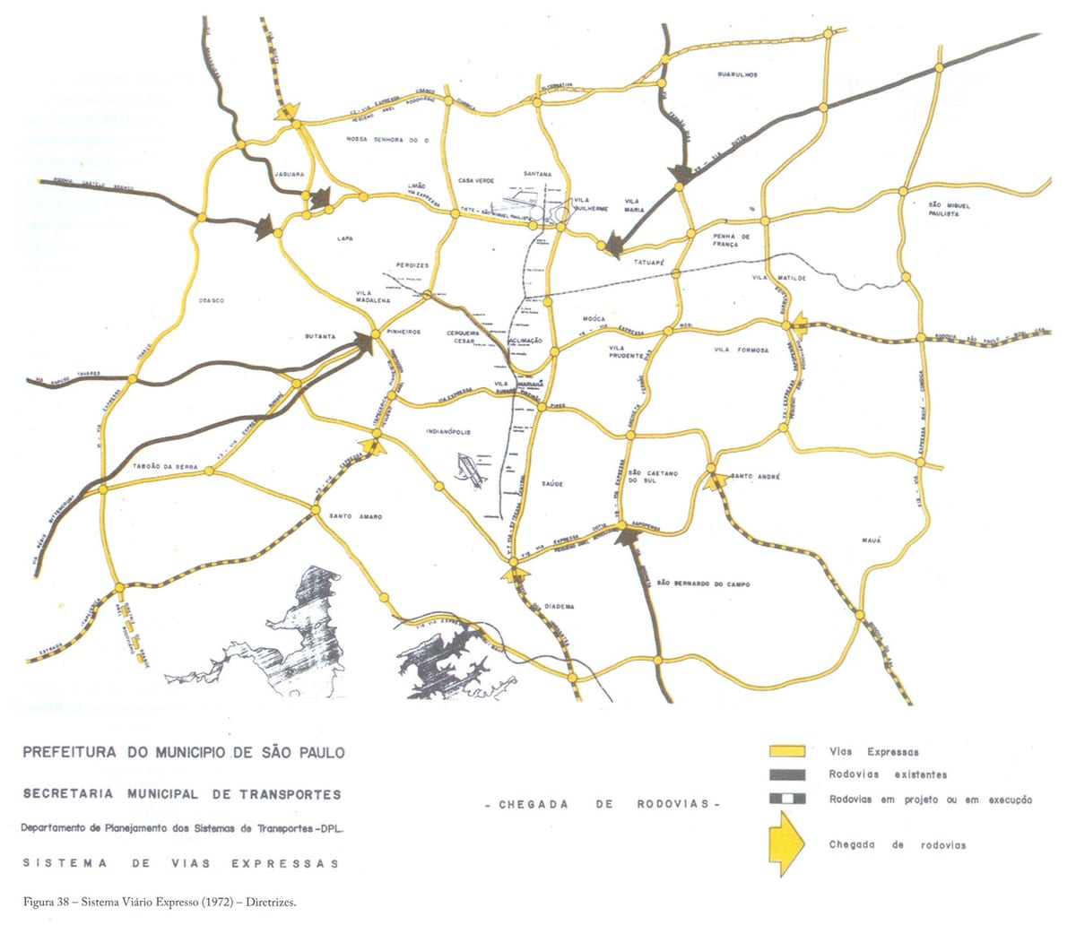 แผนที่ของ São Paulo แสดงออก lanes