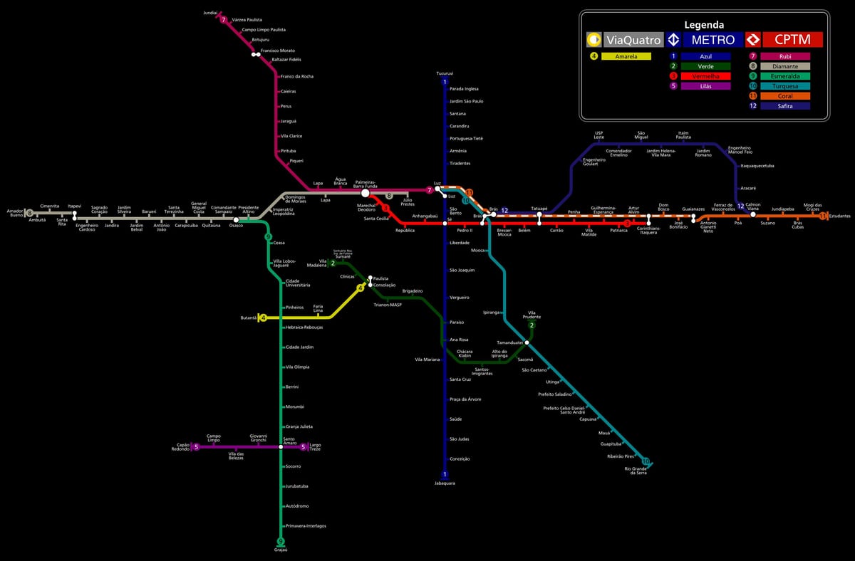 แผนที่ของ São Paulo CPTM เมโทร