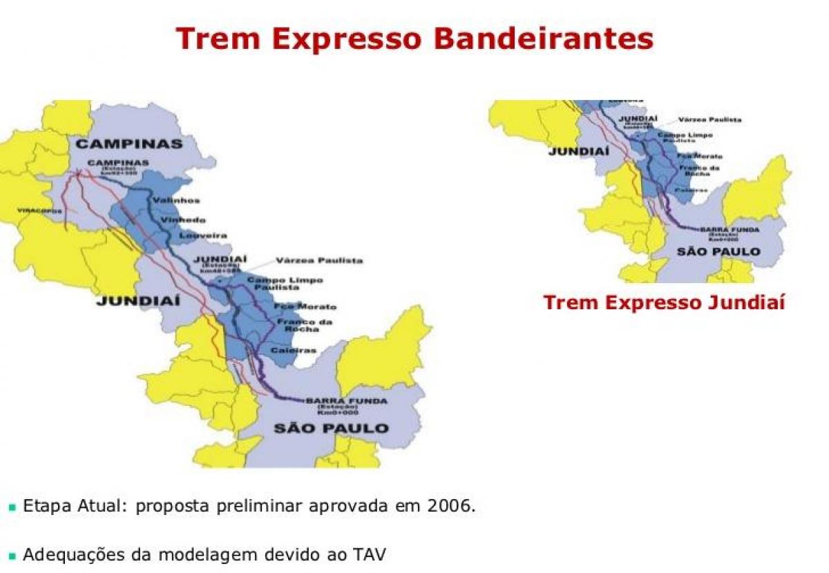 แผนที่ของ São Paulo Expresso Bandeirantes
