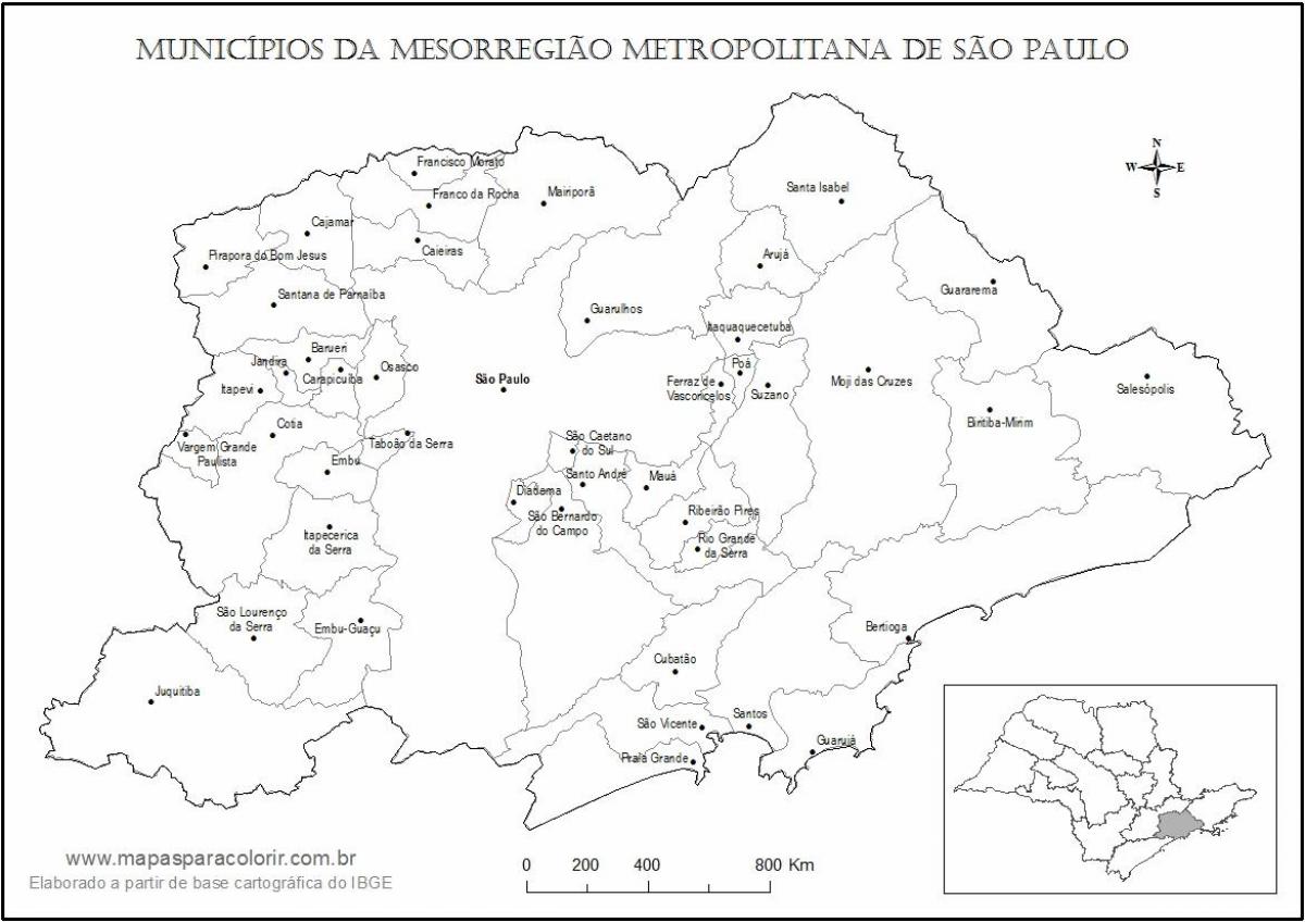 แผนที่ของ São Paulo สาวบริสุทธิ์
