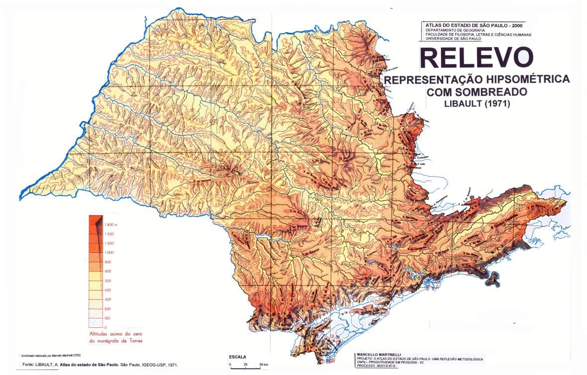 แผนที่ของ topographic São Paulo