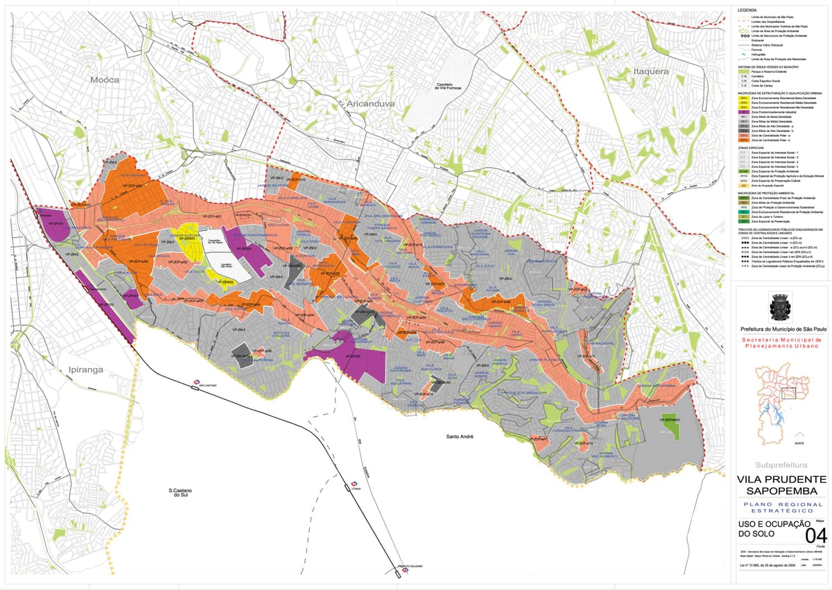 แผนที่ของ Vila Prudente São Paulo-มีอาชีพของที่ดิน