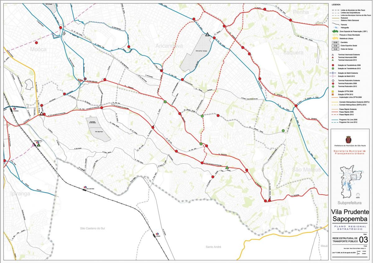 แผนที่ของ Vila Prudente São Paulo-สาธารณะ transports