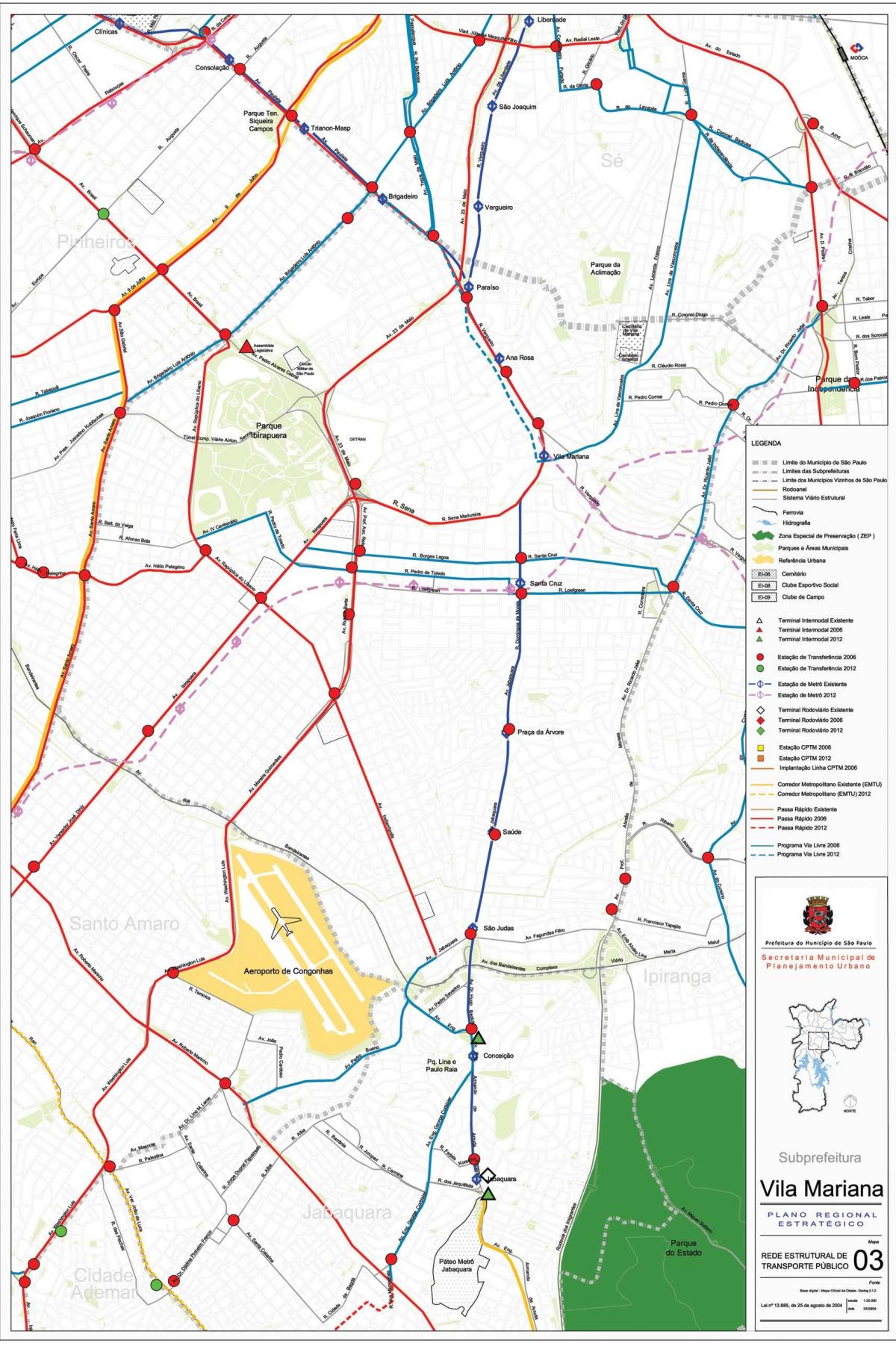 แผนที่ของ Vila มาเรียน่า São Paulo-สาธารณะ transports
