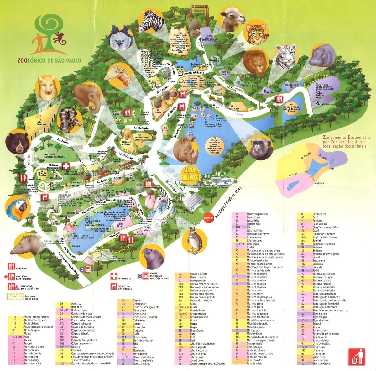 แผนที่ของ zoological วนสาธารณะของ São Paulo