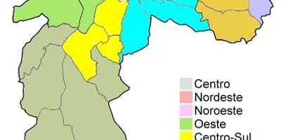 แผนที่ของหลักภูมิภาคลงใน São Paulo