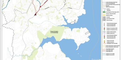 แผนที่ของเอ็ 'Boi Mirim São Paulo-สาธารณะ transports