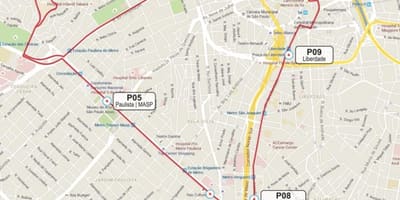 แผนที่ของแบบวงกลม turismo เที่ยวชมสถานที่ SP