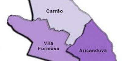 แผนที่ของ Aricanduva-Vila argentina. kgm รายการย่อยขอ prefecture