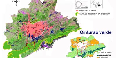 แผนที่ของ biosphere นเก็บของสีเขียวเข็มขัดของ São Paulo