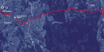 แผนที่ของ corredor BRT metropolitano Itapevi-Cotia