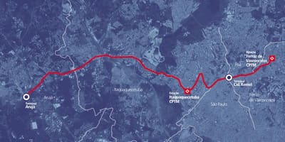แผนที่ของ corredor BRT metropolitano Perimetral Alto Tietê