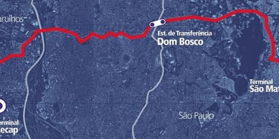 แผนที่ของ corredor BRT metropolitano Perimetral Leste