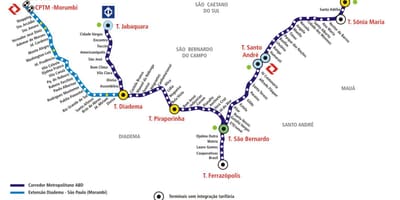 แผนที่ของ corredor metropolitano ABD