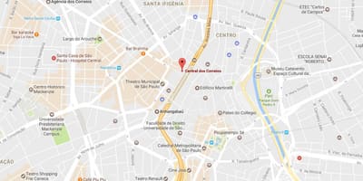 แผนที่ของ Palácio งสิ่งที่จะทำ Correios São Paulo