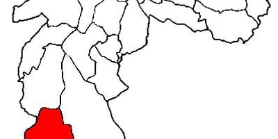 แผนที่ของ Parelheiros รายการย่อยขอ prefecture São Paulo