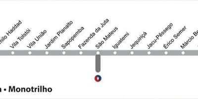 แผนที่ของ São Paulo เมโทรบรรทัด 15 ถ้าเธอเอาเงินไปถูกเจตภู