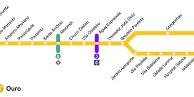 แผนที่ของ São Paulo monorail-สาย 17-ทอง