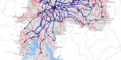แผนที่ของ terminals รถบัสของรัฐของ São Paulo
