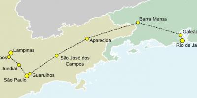 แผนที่ของสูงความเร็วรถไฟ São Paulo